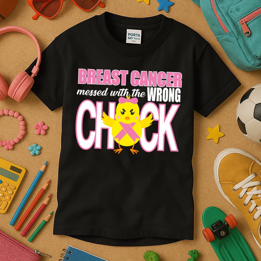 Breast Cancer Messed With The Wrong Chick Kids T-Shirt