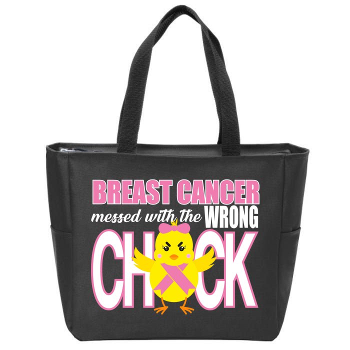 Breast Cancer Messed With The Wrong Chick Zip Tote Bag