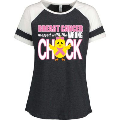 Breast Cancer Messed With The Wrong Chick Enza Ladies Jersey Colorblock Tee