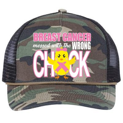 Breast Cancer Messed With The Wrong Chick Retro Rope Trucker Hat Cap