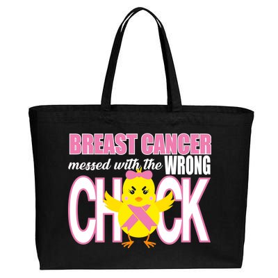 Breast Cancer Messed With The Wrong Chick Cotton Canvas Jumbo Tote