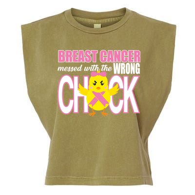 Breast Cancer Messed With The Wrong Chick Garment-Dyed Women's Muscle Tee