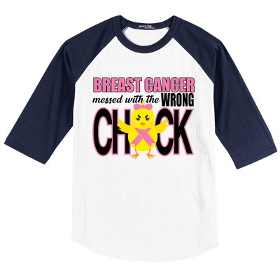 Breast Cancer Messed With The Wrong Chick Baseball Sleeve Shirt