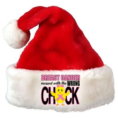 Breast Cancer Messed With The Wrong Chick Premium Christmas Santa Hat