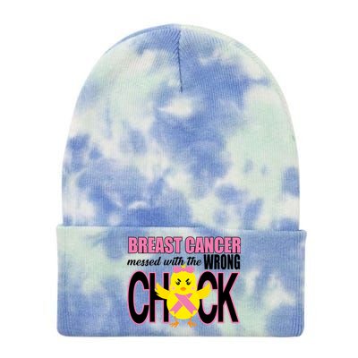 Breast Cancer Messed With The Wrong Chick Tie Dye 12in Knit Beanie