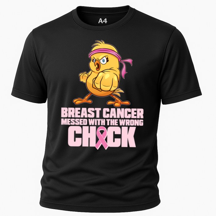 Breast Cancer Messed With The Wrong Chick Funny Cooling Performance Crew T-Shirt