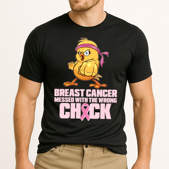 Breast Cancer Messed With The Wrong Chick Funny Cooling Performance Crew T-Shirt