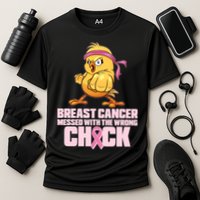 Breast Cancer Messed With The Wrong Chick Funny Cooling Performance Crew T-Shirt