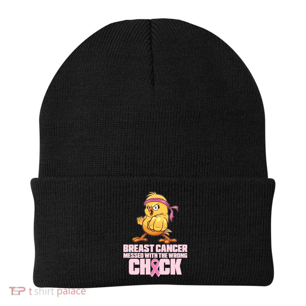 Breast Cancer Messed With The Wrong Chick Funny Beanie