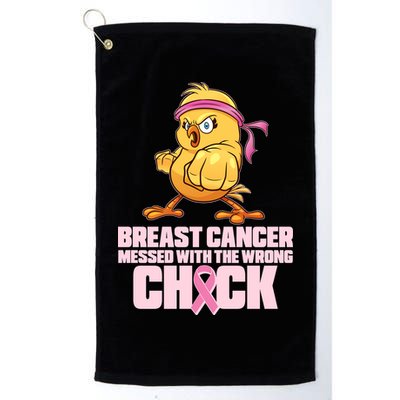 Breast Cancer Messed With The Wrong Chick Funny Golf Towel
