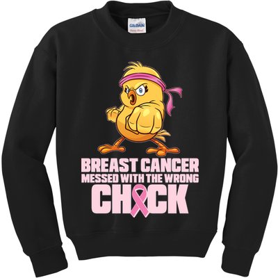 Breast Cancer Messed With The Wrong Chick Funny Kids Sweatshirt