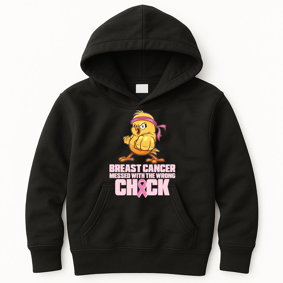 Breast Cancer Messed With The Wrong Chick Funny Kids Hoodie