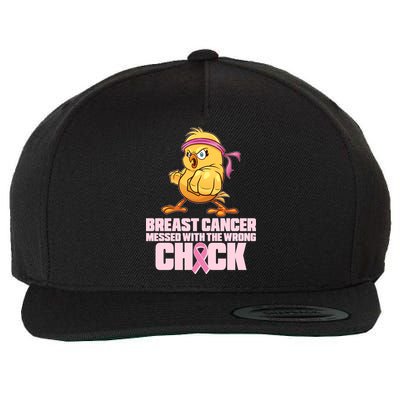 Breast Cancer Messed With The Wrong Chick Funny Wool Snapback Cap