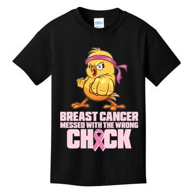 Breast Cancer Messed With The Wrong Chick Funny Kids T-Shirt