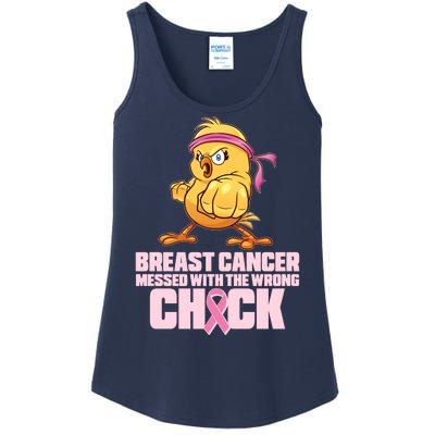 Breast Cancer Messed With The Wrong Chick Funny Ladies Essential Tank