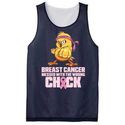 Breast Cancer Messed With The Wrong Chick Funny Mesh Reversible Basketball Jersey Tank