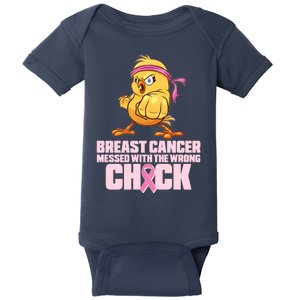 Breast Cancer Messed With The Wrong Chick Funny Baby Bodysuit