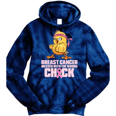 Breast Cancer Messed With The Wrong Chick Funny Tie Dye Hoodie