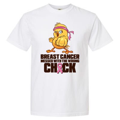 Breast Cancer Messed With The Wrong Chick Funny Garment-Dyed Heavyweight T-Shirt