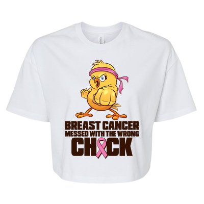 Breast Cancer Messed With The Wrong Chick Funny Bella+Canvas Jersey Crop Tee