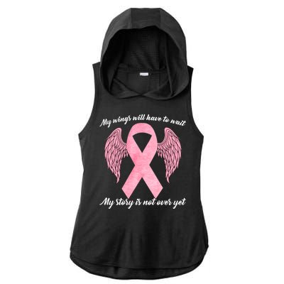 Breast Cancer My Wings Will Have To Wait Ladies PosiCharge Tri-Blend Wicking Draft Hoodie Tank