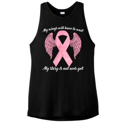 Breast Cancer My Wings Will Have To Wait Ladies PosiCharge Tri-Blend Wicking Tank