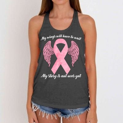 Breast Cancer My Wings Will Have To Wait Women's Knotted Racerback Tank