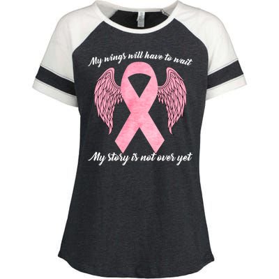 Breast Cancer My Wings Will Have To Wait Enza Ladies Jersey Colorblock Tee