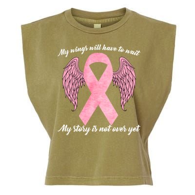 Breast Cancer My Wings Will Have To Wait Garment-Dyed Women's Muscle Tee