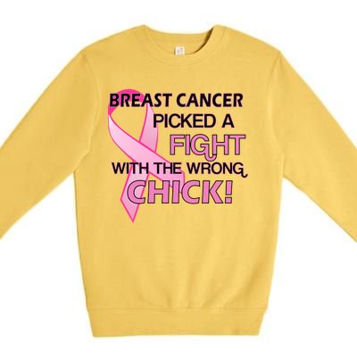 Breast Cancer Picked The Wrong Chick Premium Crewneck Sweatshirt