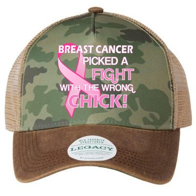 Breast Cancer Picked The Wrong Chick Legacy Tie Dye Trucker Hat