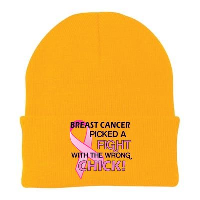 Breast Cancer Picked The Wrong Chick Knit Cap Winter Beanie