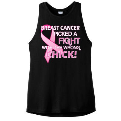 Breast Cancer Picked The Wrong Chick Ladies PosiCharge Tri-Blend Wicking Tank