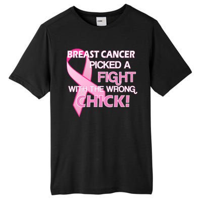 Breast Cancer Picked The Wrong Chick Tall Fusion ChromaSoft Performance T-Shirt