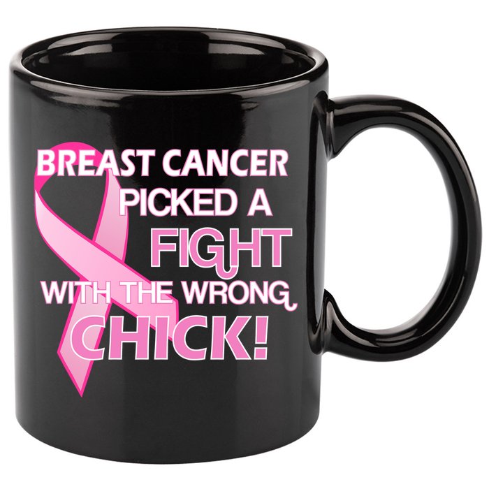 Breast Cancer Picked The Wrong Chick 11oz C Handle Ceramic Mug