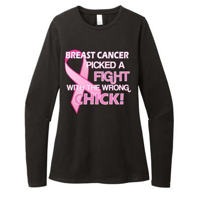 Breast Cancer Picked The Wrong Chick Womens CVC Long Sleeve Shirt