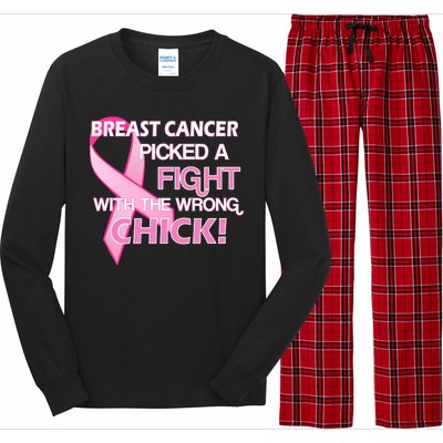 Breast Cancer Picked The Wrong Chick Long Sleeve Pajama Set