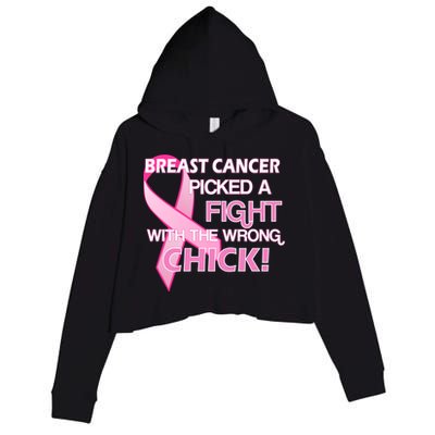 Breast Cancer Picked The Wrong Chick Crop Fleece Hoodie