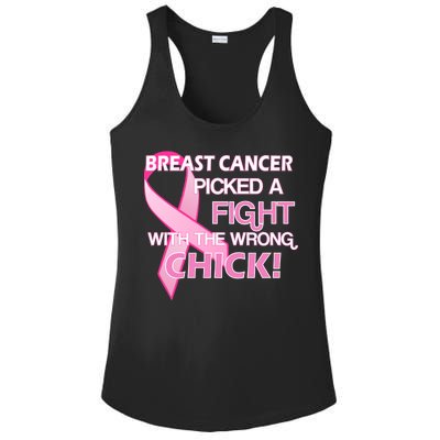 Breast Cancer Picked The Wrong Chick Ladies PosiCharge Competitor Racerback Tank