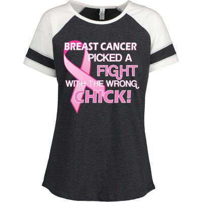 Breast Cancer Picked The Wrong Chick Enza Ladies Jersey Colorblock Tee