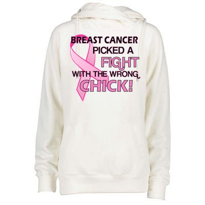 Breast Cancer Picked The Wrong Chick Womens Funnel Neck Pullover Hood