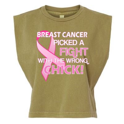 Breast Cancer Picked The Wrong Chick Garment-Dyed Women's Muscle Tee