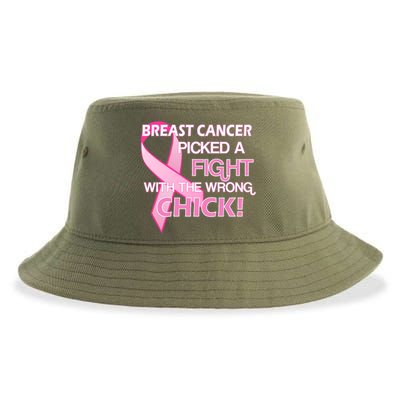 Breast Cancer Picked The Wrong Chick Sustainable Bucket Hat