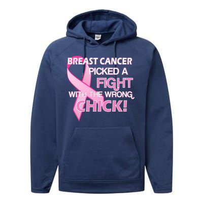 Breast Cancer Picked The Wrong Chick Performance Fleece Hoodie