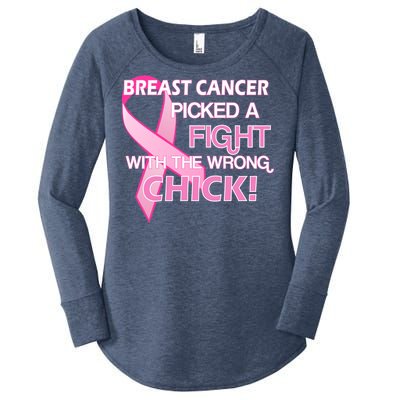 Breast Cancer Picked The Wrong Chick Women's Perfect Tri Tunic Long Sleeve Shirt