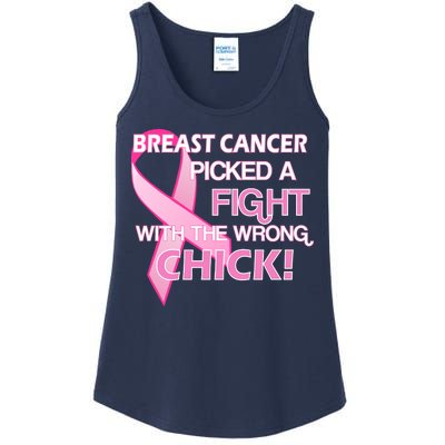 Breast Cancer Picked The Wrong Chick Ladies Essential Tank