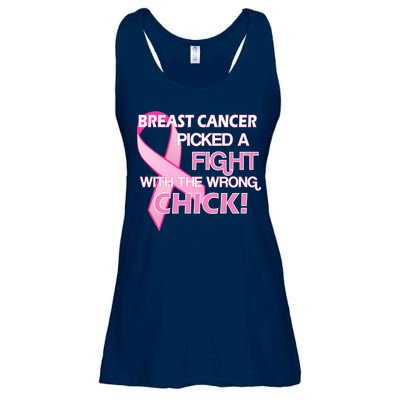 Breast Cancer Picked The Wrong Chick Ladies Essential Flowy Tank