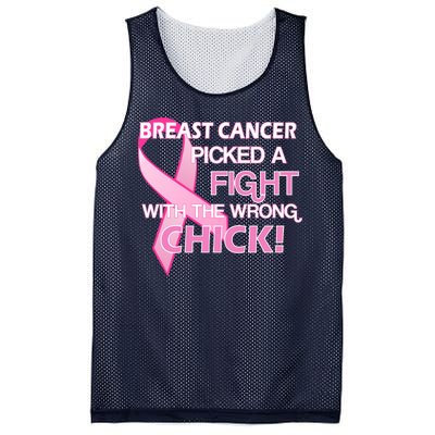 Breast Cancer Picked The Wrong Chick Mesh Reversible Basketball Jersey Tank