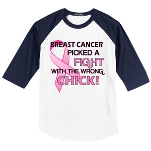 Breast Cancer Picked The Wrong Chick Baseball Sleeve Shirt