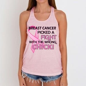 Breast Cancer Picked The Wrong Chick Women's Knotted Racerback Tank